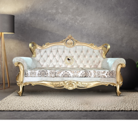 Golden Finish 3 Seater Wooden Sofa for Living