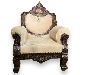 Silk Fabric Teak Wood One Seater Sofa for Living Room