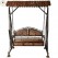 Artistic Wooden Swing with Carved Panels and Diamond Frame Design – Roofed Garden Jhula