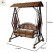 Artistic Wooden Swing with Carved Panels and Diamond Frame Design – Roofed Garden Jhula
