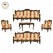 Classic 8 Seater Teak Wood Sofa Set (3+3+1+1) with Table | Patterned Upholstery | Walnut Finish