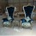 Set of 2 High-Back Cushioned Lounge Chairs with Stool – Designer Fabric & Armrests for Living Room