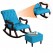 Ergonomic Rocking Chair with Armrests and Footrests | Made by Sheesham Wood (Sky Blue)
