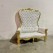 High-Back Cushioned Lounge Chair with Stool – Designer Fabric Chair with Armrest for Living Room