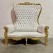 High-Back Cushioned Lounge Chair with Stool – Designer Fabric Chair with Armrest for Living Room