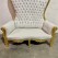 High-Back Cushioned Lounge Chair with Stool – Designer Fabric Chair with Armrest for Living Room