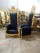 High-Back Cushioned Lounge Chair with Stool – Designer Fabric Chair with Armrests for Living Room