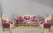 Handcarved Teakwood 5-Seater Sofa Set with Silk Fabric & Center Table for Home, Office & Hotels