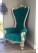 High-Back Cushioned Lounge Chair with Stool – Designer Fabric Chair with Armrests for Living Room
