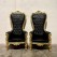 High-Back Cushioned Lounge Chair with Stool – Designer Fabric Chair with Armrests for Living Room