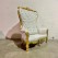 High-Back Cushioned Lounge Chair with Stool – Designer Fabric Chair with Armrest for Living Room