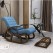 Supreme Arm Rocking Chair with Pillow and Footrest | Made by Sheesham Wood (Royal Blue)