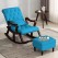 Ergonomic Rocking Chair with Armrests and Footrests | Made by Sheesham Wood (Sky Blue)