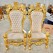 High-Back Cushioned Lounge Chair with Stool – Stylish Fabric Chair with Armrests for Living Room