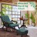 Ergonomic Rocking Chair with Armrests and Footrests | Made by Sheesham Wood (Dark Green)