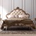 Royal King Size Bed & 2 Nightstands | Dark Mahogany & Gold Gilt Finish | Hand-Carved Teak Wood