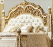 Luxury Royal White & Gold Bedroom King Size Bed Set with Table, Mirror, and Nightstand
