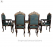 Handcrafted Luxury Dining Set – Solid Wood with Green Leather Chairs & Ornate Gold Detailing