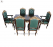 Handcrafted Luxury Dining Set – Solid Wood with Green Leather Chairs & Ornate Gold Detailing