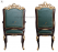 Handcrafted Luxury Dining Set – Solid Wood with Green Leather Chairs & Ornate Gold Detailing