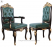 Handcrafted Luxury Dining Set – Solid Wood with Green Leather Chairs & Ornate Gold Detailing