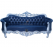 Premium Blue Fabric 3 Seater Sofa with Teak Frame