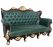 Modern Green Three Seater Sofa with Wood Frame